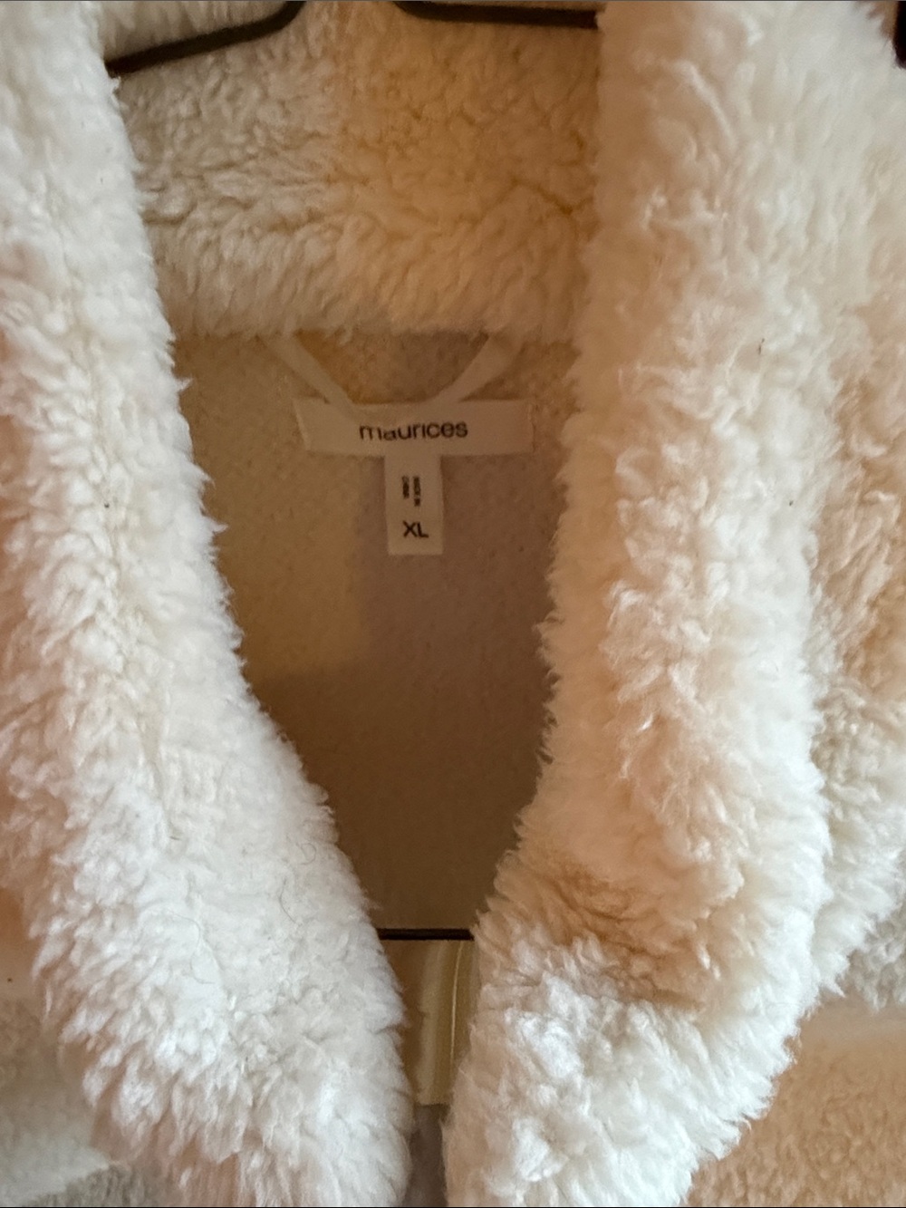 Maurices Cream Plush Faux Sherpa Coat